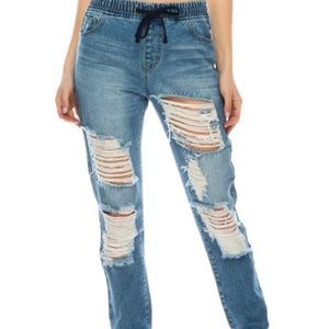 Distressed Jean Joggers